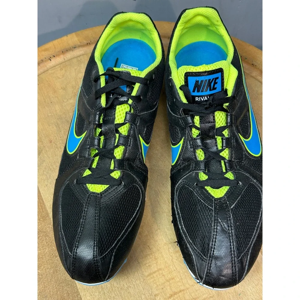 Nike Track Spikes Mens 10 Black Volt Zoom Rival MD 6 468648-041 Racing Shoes